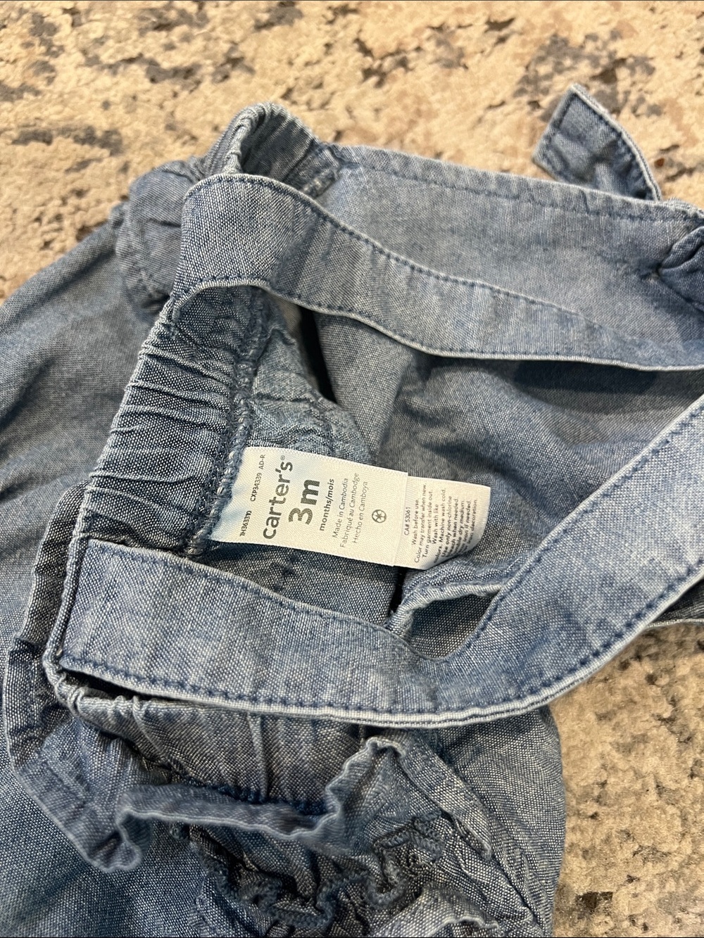 Carter's Denim-Style Blue Baby One-Piece Bodysuit - Picture 3 of 4